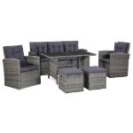 Set Divani da Giardino 6 pz con Cuscini in Polyrattan Grigio